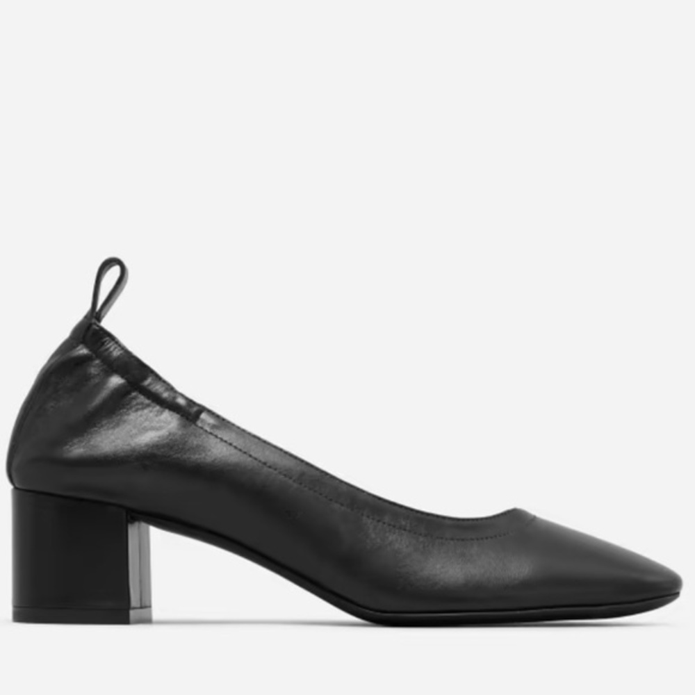Everlane The Italian Leather Day Heel in Black Napa Leather